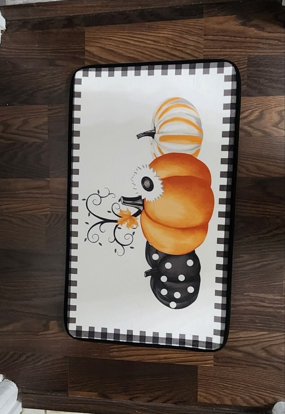 Autumn Pumpkin Memory Foam Mat- Orange, Black, White Pumkins New